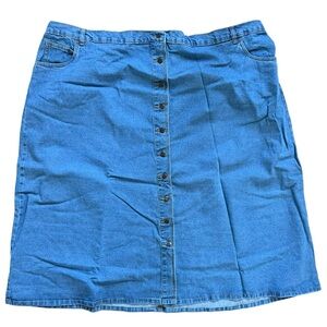 NWT Woman Within Button Front A-Line Denim Skirt Blue Jean Skirt Women sz 34W/6X